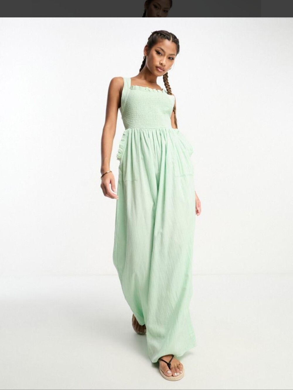ASOS Mint Green Smocked Jumpsuit with Wide Straps